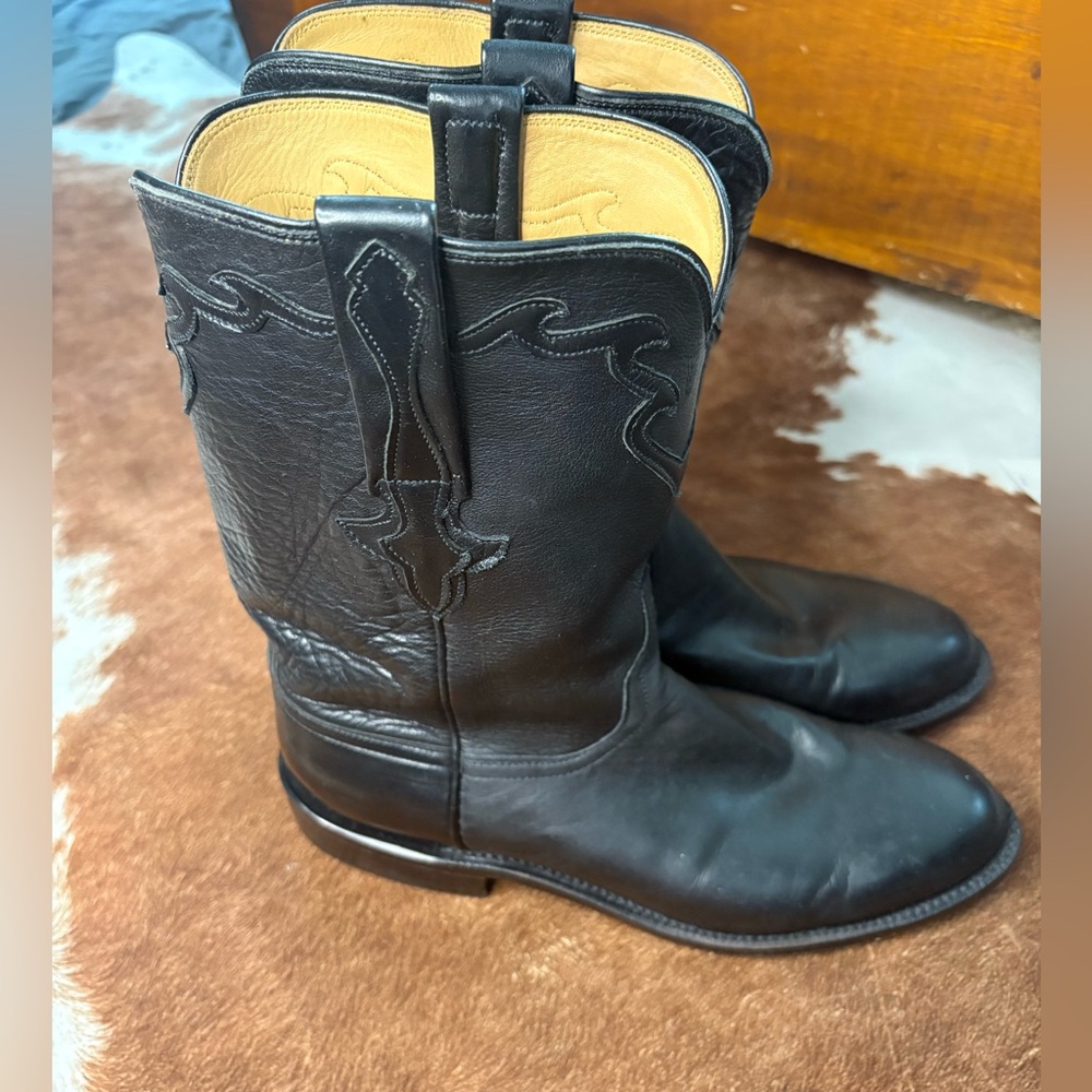 Lucchese Black Leather Men's Boots